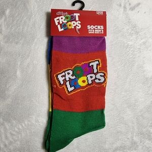 Kellogg's Fruit Loops Cereal Socks Multicolor Casual Crew Socks Novelty Gift NWT